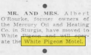Little Country Inn (White Pigeon Motel) - Nov 1956 Changes Hands